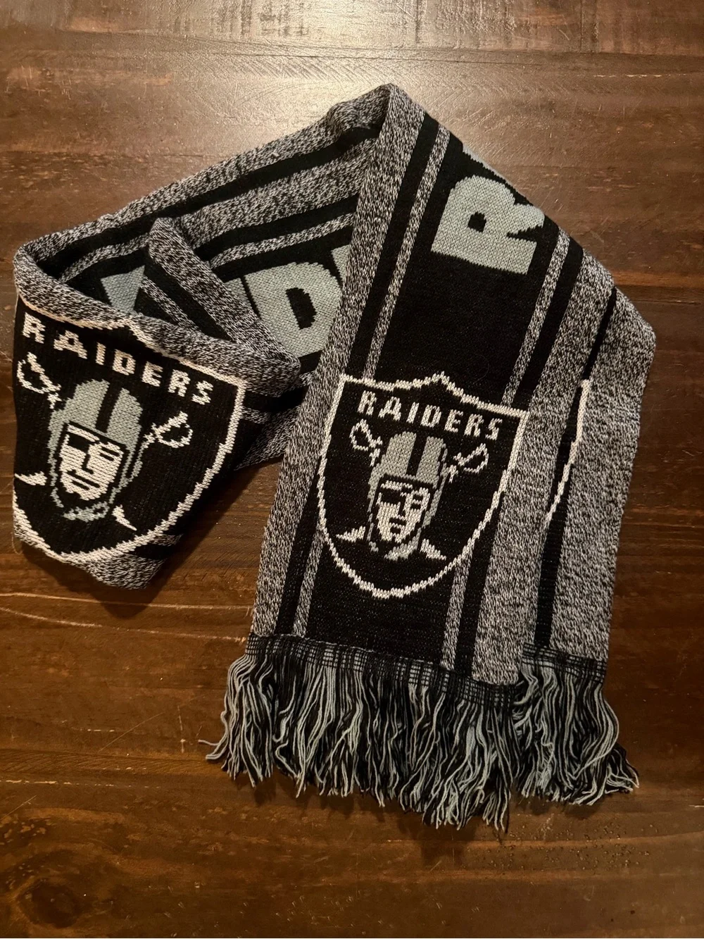 NFL Raiders Black and Gray Knit Scarf
